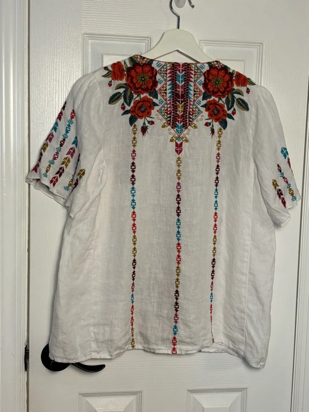 NWT Johnny Was Ornella Flutter Sleeve Blouse 100% Linen - Picture 3 of 10